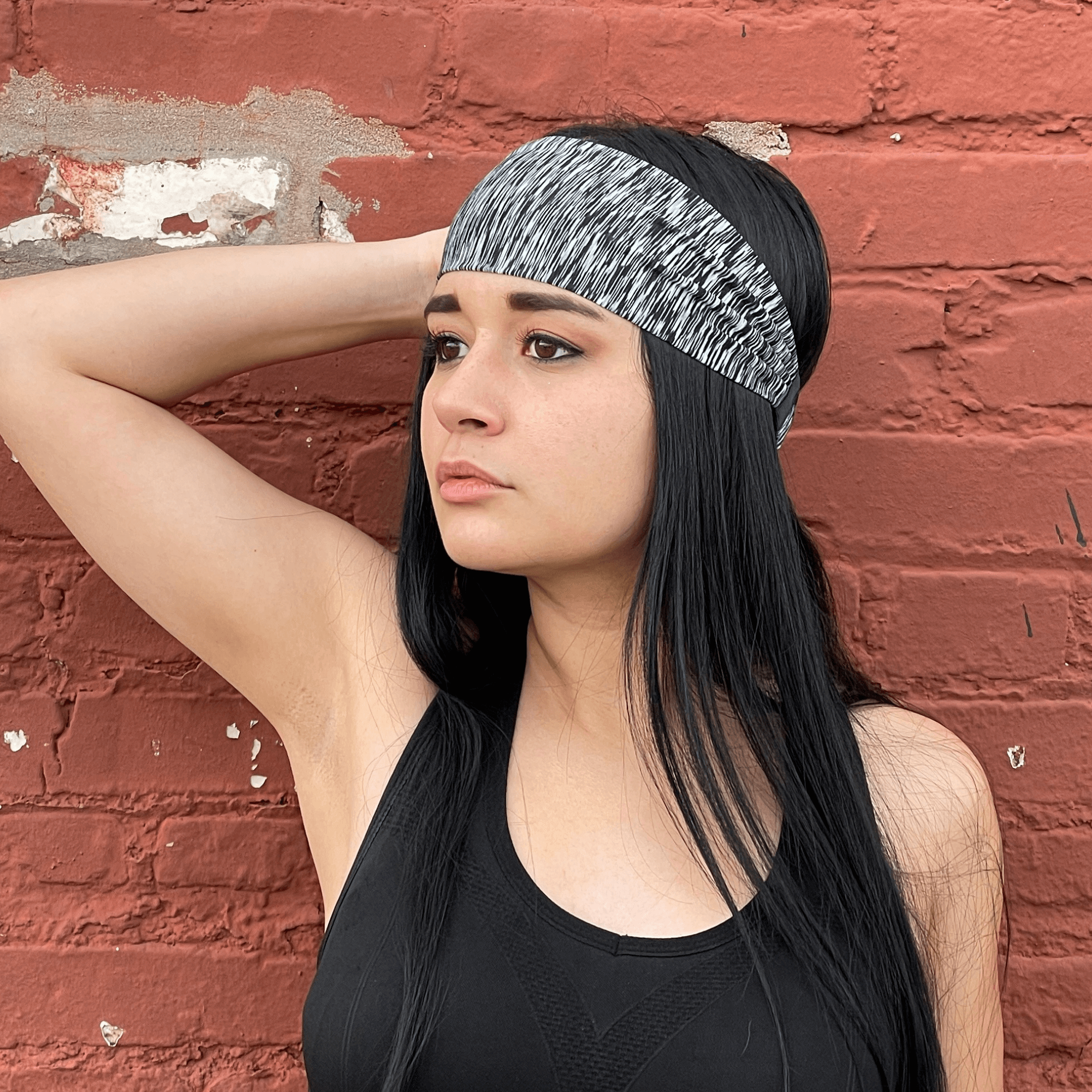 Wide sweat-wicking headband for sports and gym workouts - front view