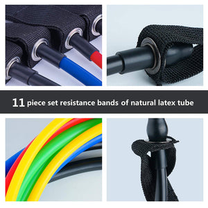 Fitness resistance band set of 11 pieces - in use during workout