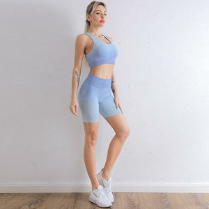Women's gradient fitness yoga tracksuit set - full product view