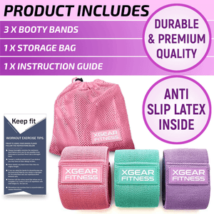 Set of 3 women's resistance bands for butt and hip strengthening - in use