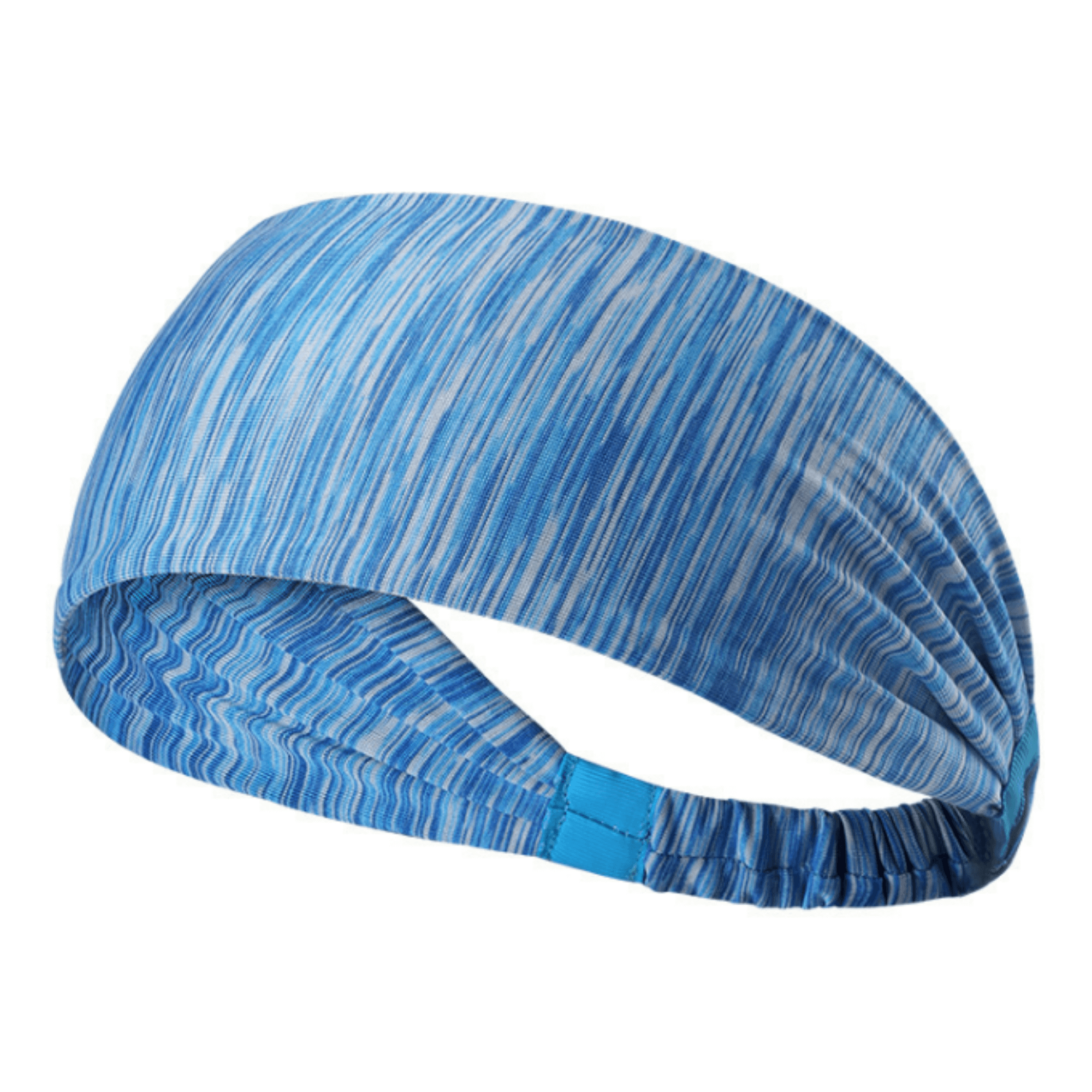 Wide sweat-wicking sport headband for all athletic activities - full view blue