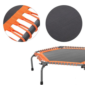 50 Inch Fold Fitness Trampoline with Adjustable Handrail, Elastic Rope and Mobile Phone Holder