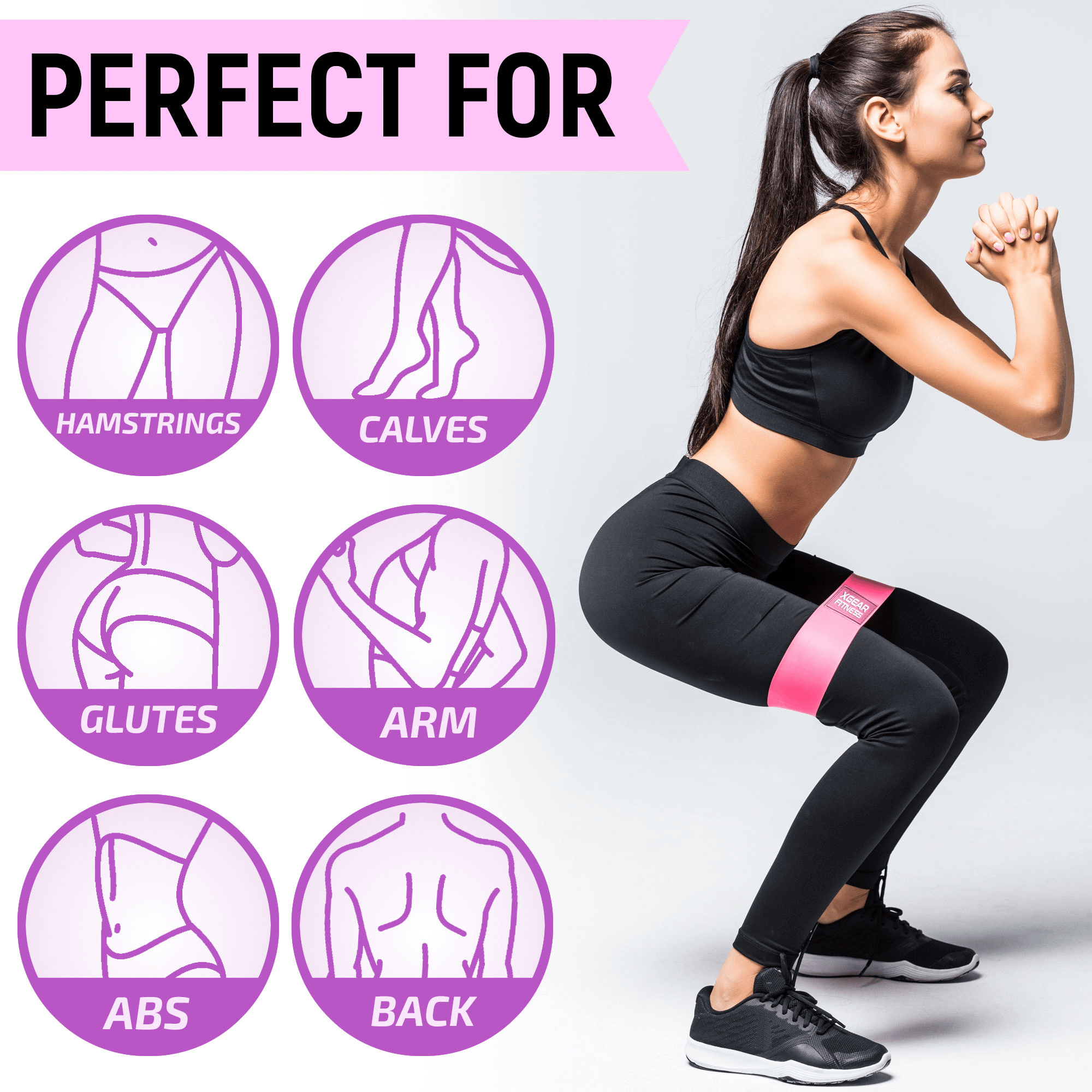 XGear resistance bands for women - butt and hip workout set