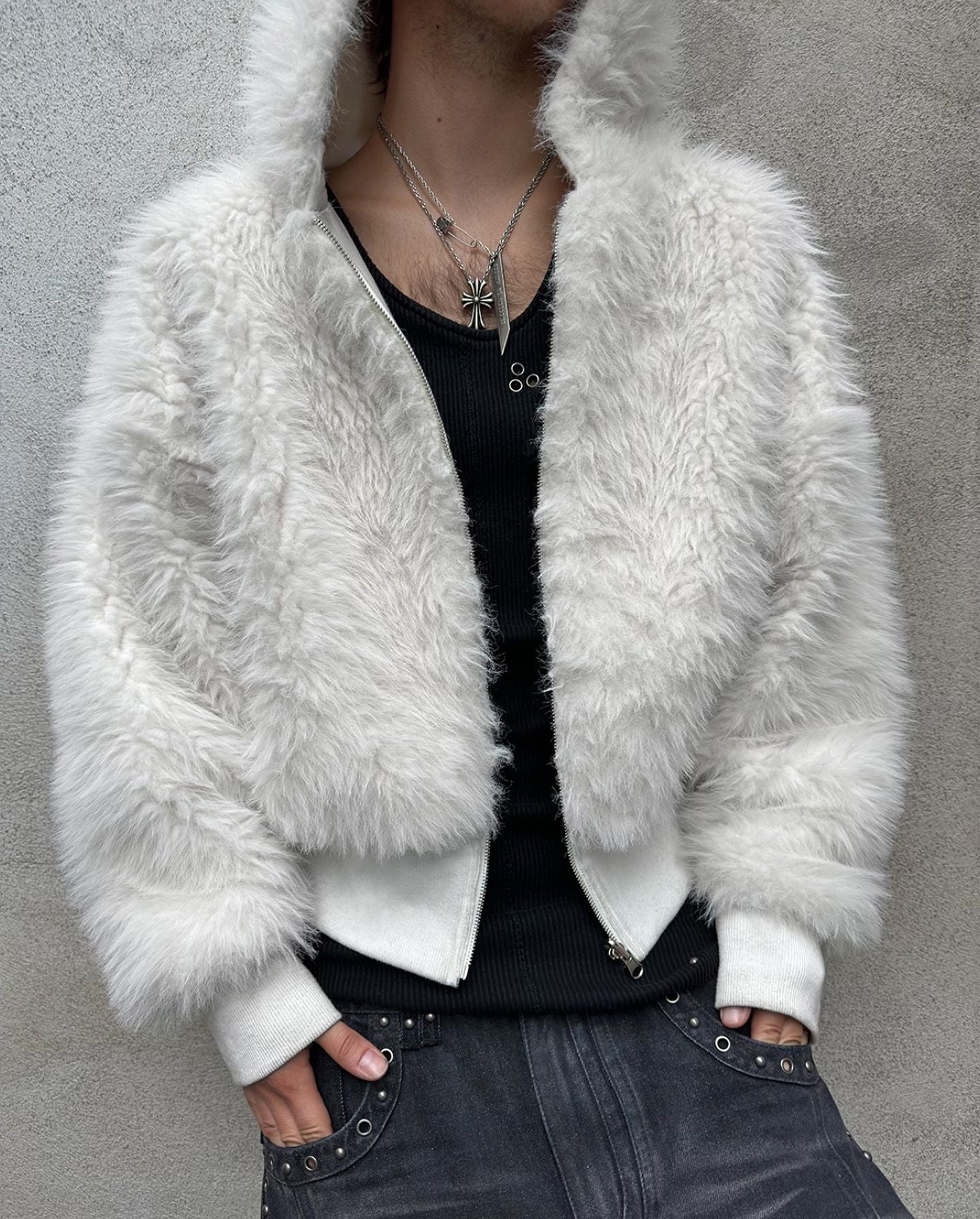 YETI FUR REVERSIBEL ZIP HOODIE