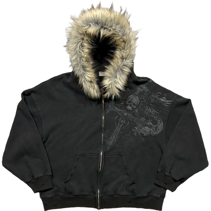 PROFOUND CROSS FUR ZIP-UP HOODIE