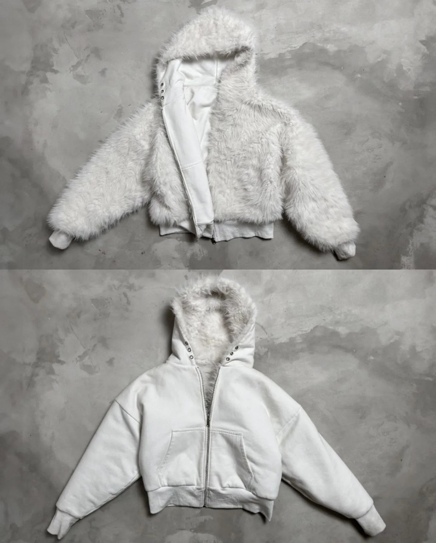 YETI FUR REVERSIBLE ZIP HOODIE