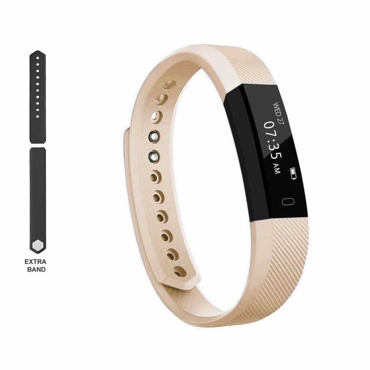Smart Fit activity tracker and smart watch - full product view cream with an extra band

