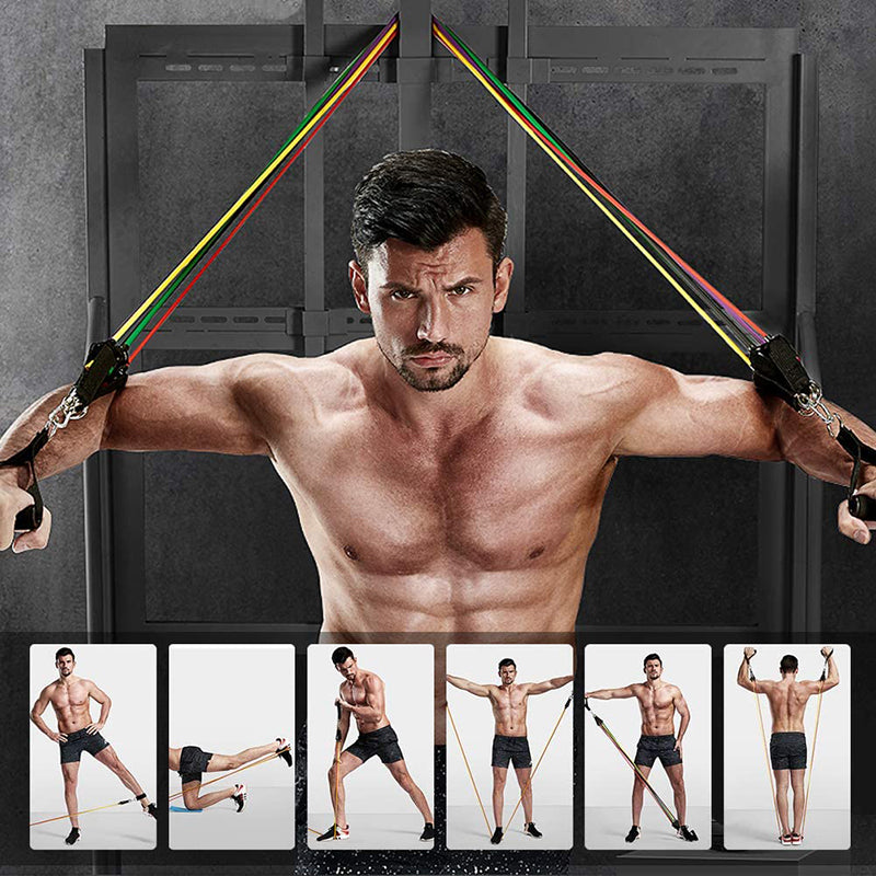 11-piece resistance band set for home gym and fitness training - detail