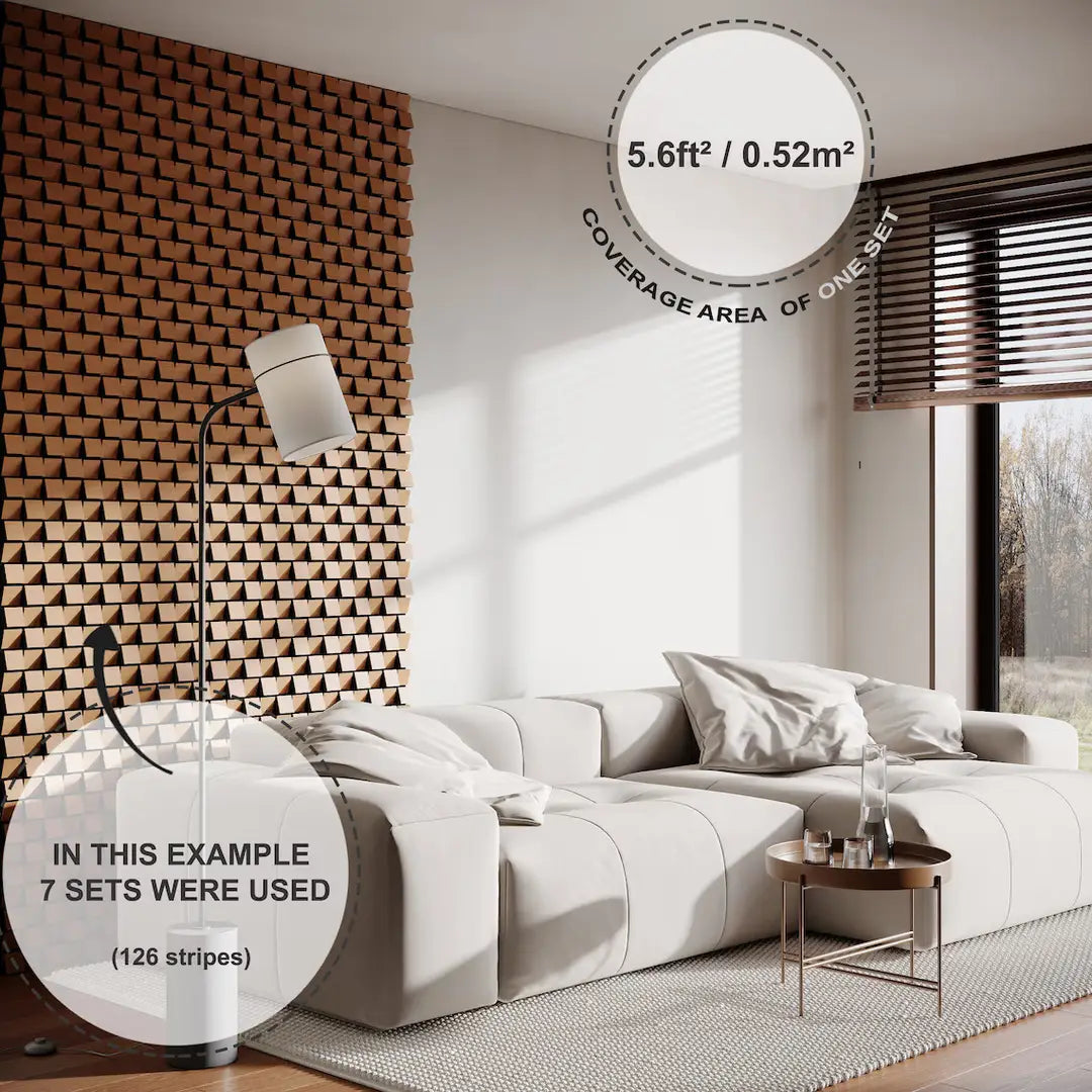 ZARINA Acoustic Slat Panels | 3D Mosaic Wooden Decor