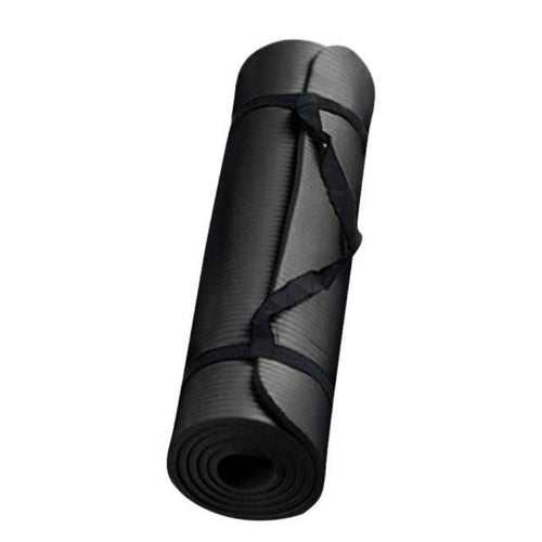 Large non-slip yoga and fitness mat - full product view black