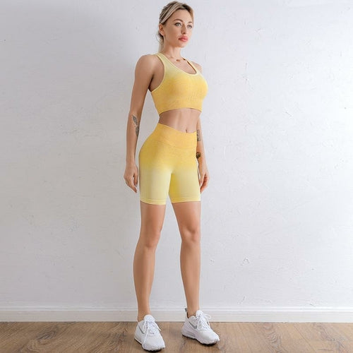 Women's yoga tracksuit with gradient design - side view