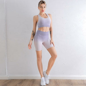 Yoga tracksuit set with gradient colour for women - back view