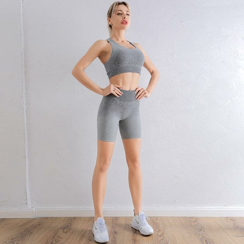 Gradient fitness tracksuit set for women - top and leggings